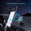 Support Téléphone Voiture Magnétique Universel pour Smartphone Rotation 360°Acier
