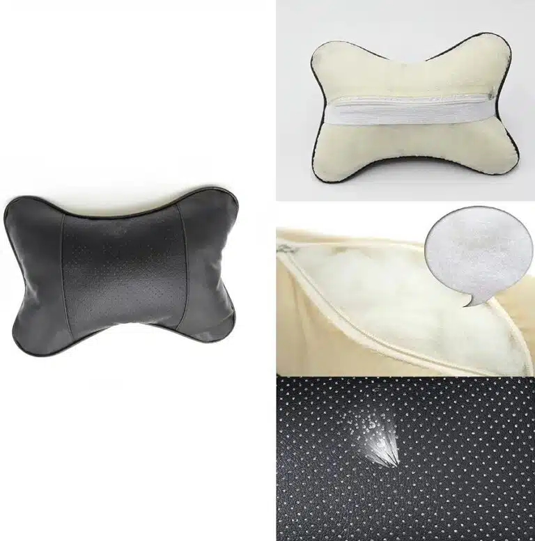 Lot De 2 Coussin Appuie-tête Voiture – Oreiller Cervical Ergonomique En Coton & Cuir Respirant