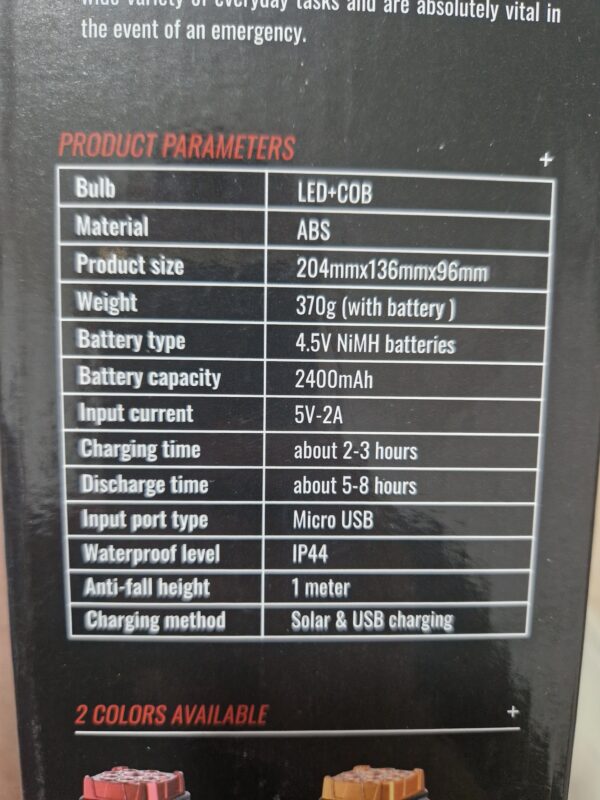 Projecteur Solaire Portable Multi-fonction 38W