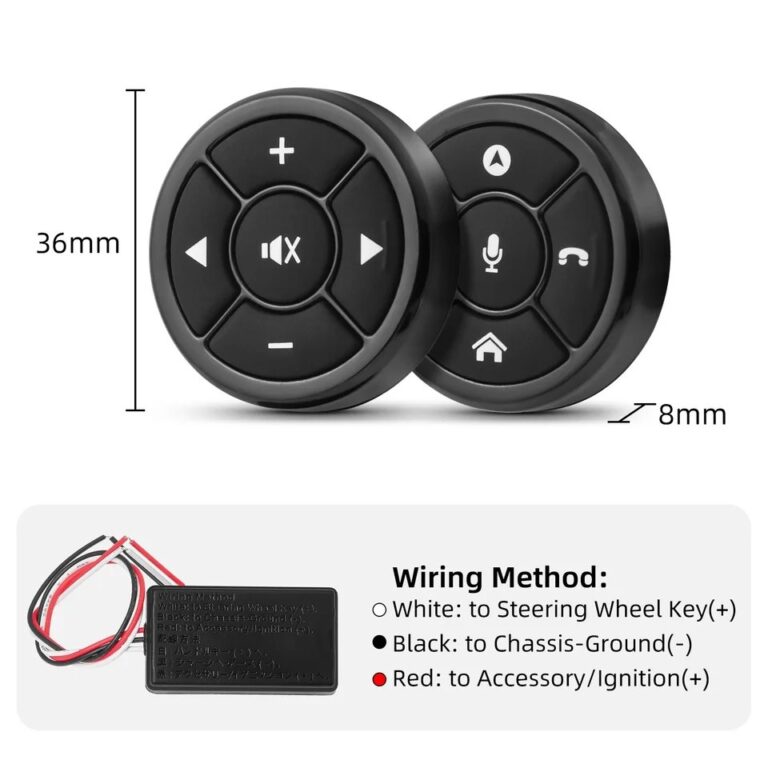 Bouton commande de volant de voiture sans fil HD, 10 touches, universel pour voiture Noir/Argent TOPSYSTEME