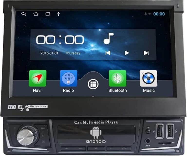 Autoradio Android Ecran Rétractable 7Pouces Navigation GPS Wi-Fi