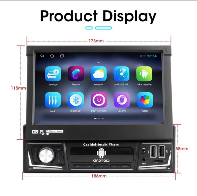 Autoradio Android Ecran Rétractable 7Pouces Navigation GPS Wi-Fi