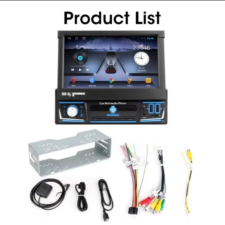 Autoradio Android Ecran Rétractable 7Pouces Navigation GPS Wi-Fi