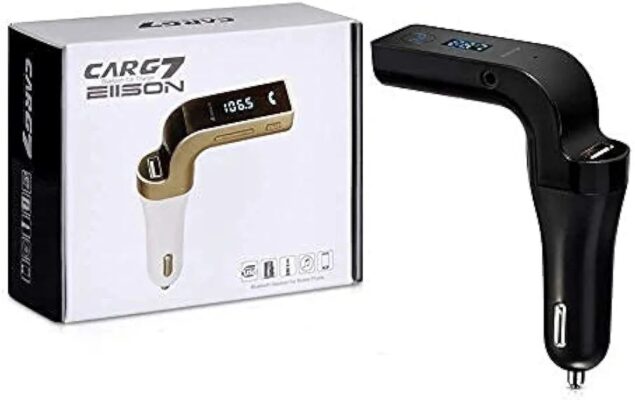 Chargeur et transmetteur FM via Bluetooth avec port USB pour entrée auxiliaire MP3 3,5 mm