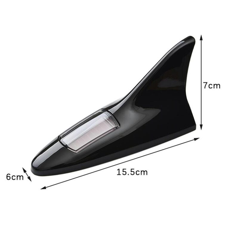 Antenne LED forme requin à energie solaire Noir