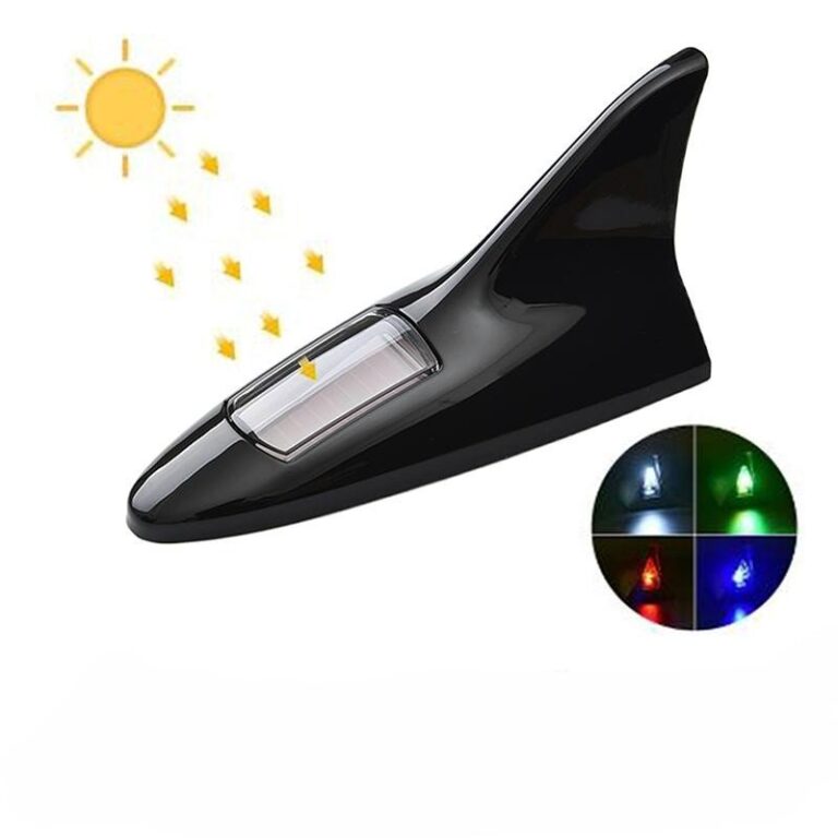 Antenne LED forme requin à energie solaire Noir