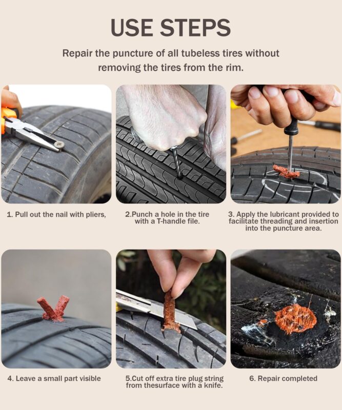 Kit de réparation de pneus de voiture 9Pcs