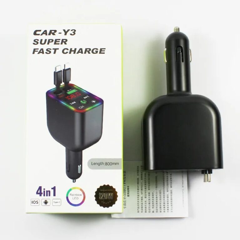 Bluetooth et Chargeur de Voiture Fast  Rétractable 4en1 120 W
