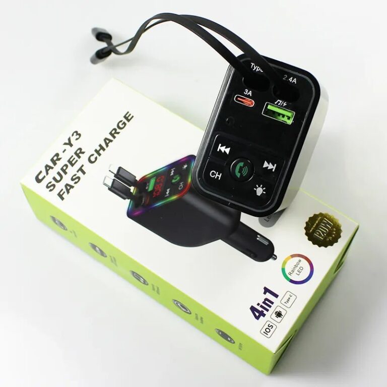 Bluetooth et Chargeur de Voiture Fast  Rétractable 4en1 120 W