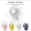 Ventilateur portable à pince  chargement USB avec LED