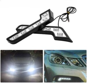 Lot de 2 feux de jour 6 LED pour voiture - Blanc - 12V