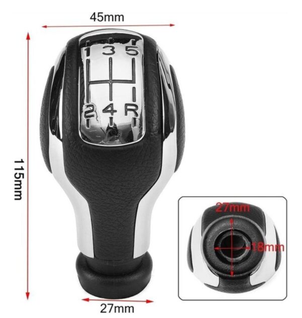 Pommeau de Vitesse Générique compatible Peugeot noir/chrome