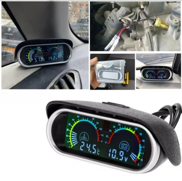 Jauge de température d'eau et voltmètre numérique