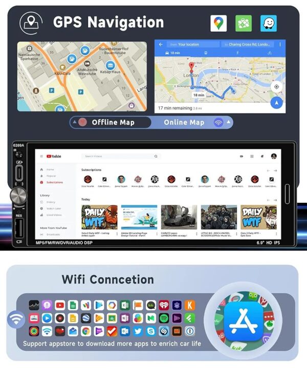2025/10/1000047234.jpg Poste Écran Carplay sans Fil Autoradio 1 DIN Android Auto Wireless 6,9" 1+32G