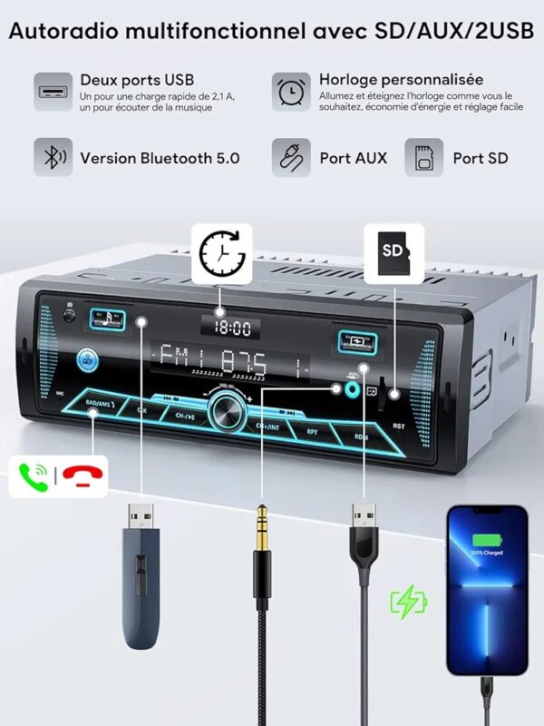 Poste Radio Mp3 USB AUX BT