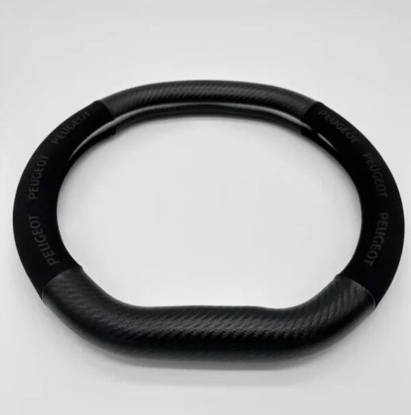 Couvre volant cuir perforé + carbon Peugeot