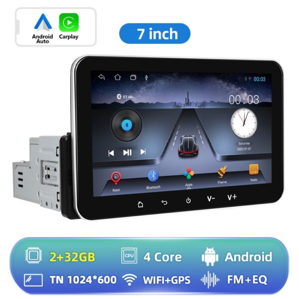 Autoradio Carplay Android Auto  touchscreen 7" - WiFi GPS Navigation SWC Mirror Link FM EQ
