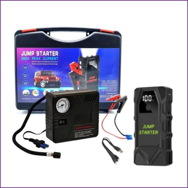 Demarreur + compresseur multifonctions 18000mAh 2000A