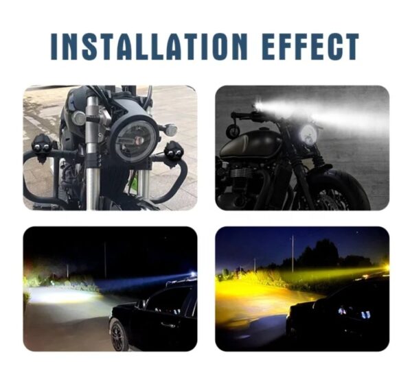 2pcs Phare universel  antibrouillard, projecteur pour moto