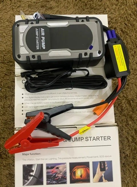 Démarreur de voiture avec compresseur et power bank,torch 4en1 +120W