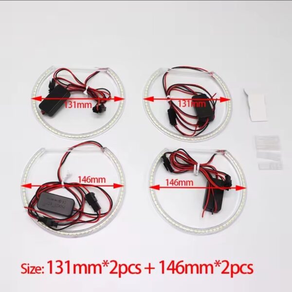 2pcs Phares à LED avec anneaux lumineux BMW 131mm/146mm