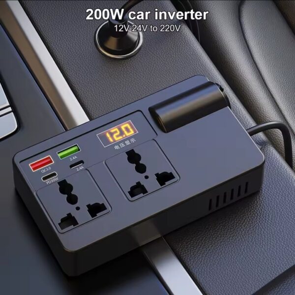 Adaptateur d'alimentation pour onduleur de voiture 200W DC 12V/24V à AC 220V