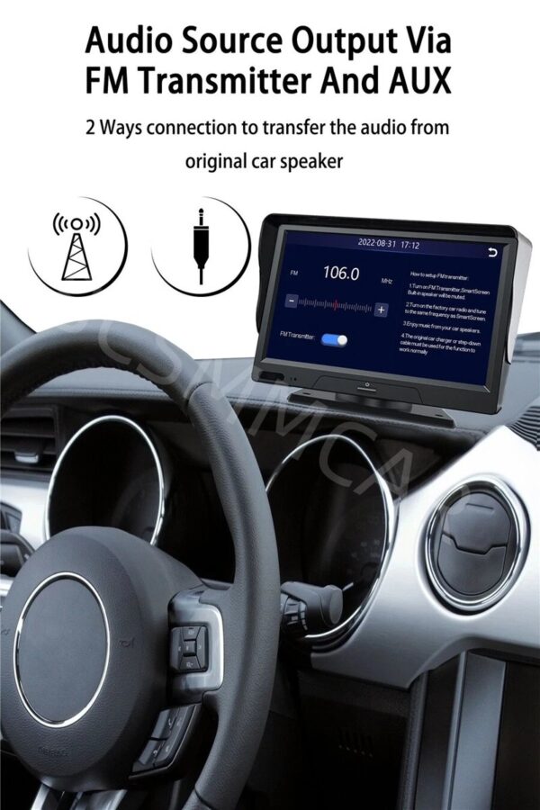 Dashcam 7 pouces, autoradio GPS, CarPlay et Android Auto sans fil