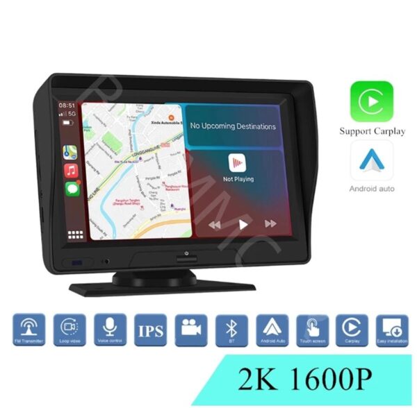 Dashcam 7 pouces, autoradio GPS, CarPlay et Android Auto sans fil