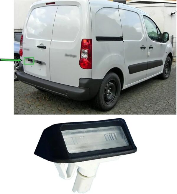 1 feu de plaque d'immatriculation arrière avec ampoule compatible avec Citroën Berlingo, Partner Expert