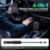 Chargeur de voiture rétractable avec éclairage d'étoiles 4 en 1