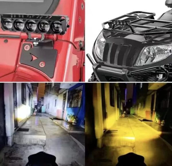 LED Projecteur lumiére à 5 Loupe Blanc & Jaune Pour Voiture et Moto