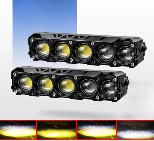 LED Projecteur lumiére à 5 Loupe Blanc & Jaune Pour Voiture et Moto
