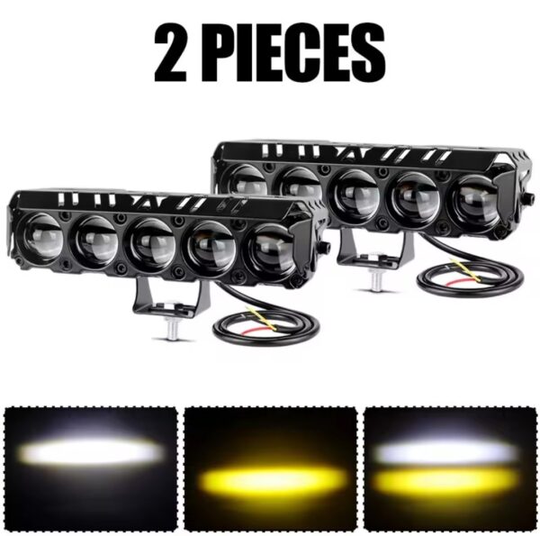 LED Projecteur lumiére à 5 Loupe Blanc & Jaune Pour Voiture et Moto