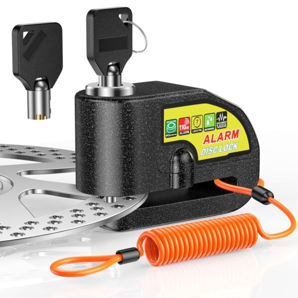 Serrure à Disque Moto Avec Alarme et Cable