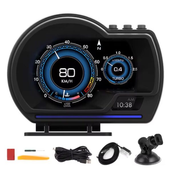 Compteur de vitesse OBD2 + GPS  HUD Turbo RPM alarme