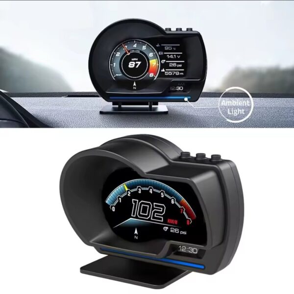 Compteur de vitesse OBD2 + GPS  HUD Turbo RPM alarme