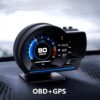 Compteur de vitesse OBD2 + GPS  HUD Turbo RPM alarme