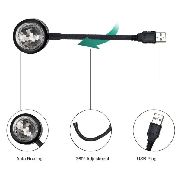 Lampe Atmosphère de Voiture USB Projecteur