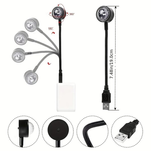 Lampe Atmosphère de Voiture USB Projecteur